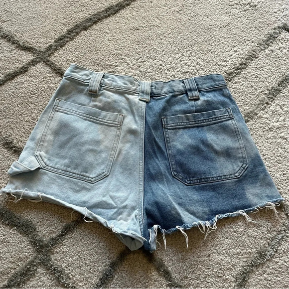 PacSun high rise denim jean shorts Bleach Half and Half mixed 30 - Picture 8 of 9